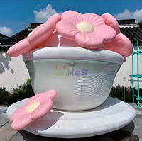 Fleur gonflable géante personnalisée pour publicité extérieure, tasse à thé gonflable lumineuse, statue d'art gonflable LED pour la décoration de parcs à thème