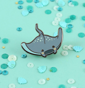 Schattig mantaray & rogvis ontwerp verguld metaal beschilderd - <span class=keywords><strong>aquarium</strong></span>-thema oceaan mode verzamelobject cadeau - Product Image 2