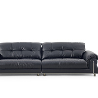 Canapé sectionnel minimaliste en cuir véritable, trois places, rembourré en mousse, avec pieds en métal, pour salon et appartement