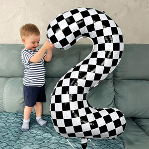 Black White Checkered Numbers 0-9 Foil <b>Balloon</b>, 40 Inch <b>Balloon</b> for Kids Birthday Party Supplies - Product Image 4