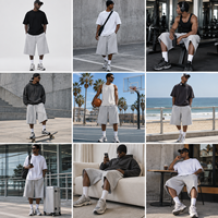 Shorts de jogging amples en molleton 100 % coton personnalisables pour hommes, taille ajustable, ourlet brut, grandes tailles