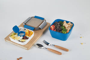 Lonchera Bento Grande de Doble Nivel Aislada y Portátil Syh668, Tazón para Ensalada con Cuchara-Tenedor, Contenedor de Plástico para Almacenamiento de Alimentos - Product Image 2