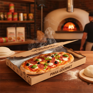 Yummy <span class=keywords><strong>La</strong></span> <span class=keywords><strong>Pinsa</strong></span> Italia Roma Pizza caja de papel de aluminio en el interior al por mayor impreso 8 pulgadas 9 pulgadas 10 '12 pulgadas caja de pizza personalizada con logotipo - Product Image 4