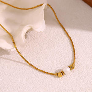 Collar colgante Ins elegante collar de perlas de imitación Cadena de clavícula de acero inoxidable joyería de moda - Product Image 4