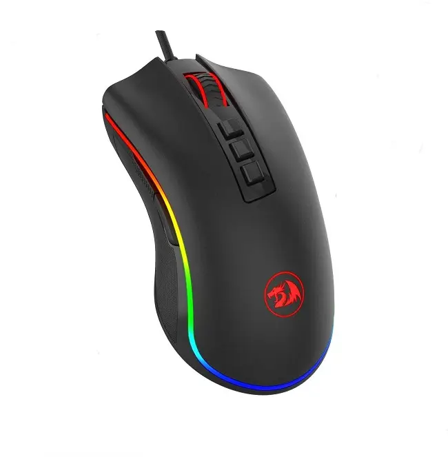 Redragon-ratón óptico para ordenador portátil, ergonómico, LED, RGB, con cable