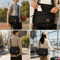 Sac messager sport personnalisé avec rabat à boucle, poche diagonale zippée, compartiment latéral à cordon de serrage, sangle en nylon réglable, OEM ODM
