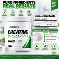 Créatine monohydrate micronisée en poudre en gros, marque privée OEM, pour hommes et femmes, 300g 5000mg, soutient la force et la puissance*GMP