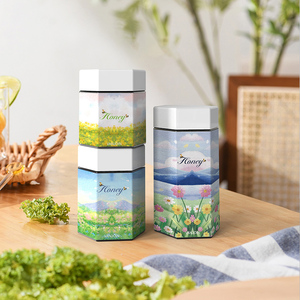 Hexagon <strong>Plastic</strong> Food <strong>Jars</strong> with Lids Food Grade Clear Hexagon Honey <strong>Jar</strong>