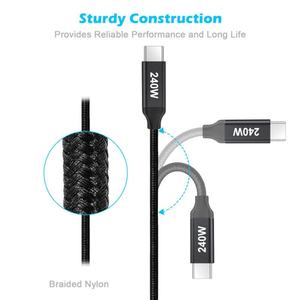 Cavo USB-<span class=keywords><strong>C</strong></span> a USB-<span class=keywords><strong>C</strong></span> da 240W PD3.1, Cavo in Nylon Intrecciato per Ricarica Rapida e Trasferimento Dati USB4 per Telefono, Laptop, Scanner di Codici a Barre 1m/2m - Product Image 3