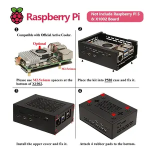 Casing Logam Geekworm P580 untuk Raspberry <span class=keywords><strong>Pi</strong></span> 5 & Papan X1002 (TIDAK Mendukung Papan X1000/X1001/X1003!!!) Kustom - Product Image 3