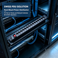 Starlink 19 Inch Swiss Standard 12 Outlet PDU dengan Saklar Rakit Unit Distribusi Daya