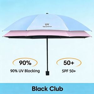 Parapluie manuel UV pas cher en gros, revêtement noir, pliable en 3, imperméable, parapluie de voyage promotionnel avec logo personnalisé - Product Image 3