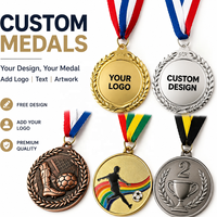 Médaille sportive personnalisée en métal, médaille de récompense gravable avec ruban pour le football, le judo, le taekwondo, cadeau pour les matchs