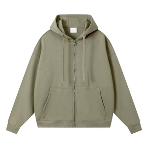 Sweat à capuche long unisexe de haute qualité 380g avec fermeture éclair aux épaules, broderie 3D, coupe oversize, écologique, impression de logo personnalisée - Product Image 6