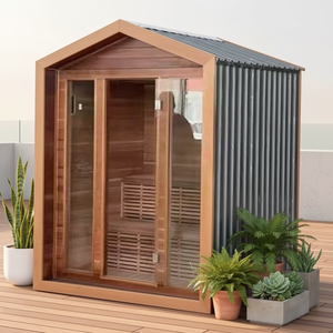 Sauna Quadrata Minimalista con Controllo Smart, Elettrica Tradizionale <span class=keywords><strong>da</strong></span> Esterno, a Infrarossi Lontani, in Legno di Cedro Rosso/Hemlock/<span class=keywords><strong>Pino</strong></span>, Vapore Secco - Product Image 1