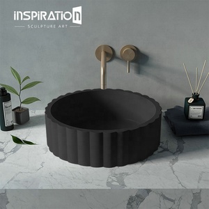 Lavabo à <span class=keywords><strong>colonne</strong></span> en <span class=keywords><strong>pierre</strong></span> artificielle sur pied personnalisable lavabo connecté pour lavabos de salle de bain - Product Image 5