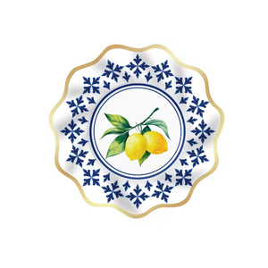 DAMAI - Vajilla Desechable de Porcelana Azul y Blanca con Diseño de Limón para Fiestas de Cumpleaños, Platos, Vasos y Servilletas - Product Image 4