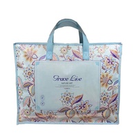 Sac de courses personnalisé en non-tissé laminé à imprimé floral, grand sac de rangement matelassé pour literie, sac fourre-tout écologique pour textiles de maison avec poignée