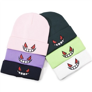 Sombrero de punto bordado de dibujos animados de Anime, gorros cálidos de Gengar para niños para Otoño Invierno, Navidad, Halloween, Pascua, Día de San Valentín - Product Image 1