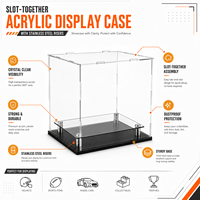 Boîte de rangement de bureau anti-poussière en acrylique de qualité supérieure, vitrine transparente en acrylique avec supports en acier inoxydable pour collection
