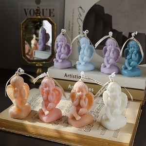 Candele Profumate Trendy a Forma di <span class=keywords><strong>Cuore</strong></span> 3D con Cherubino Seduto, Candele Estetiche e Eleganti per Decorazione Casa e Tavola - Product Image 2