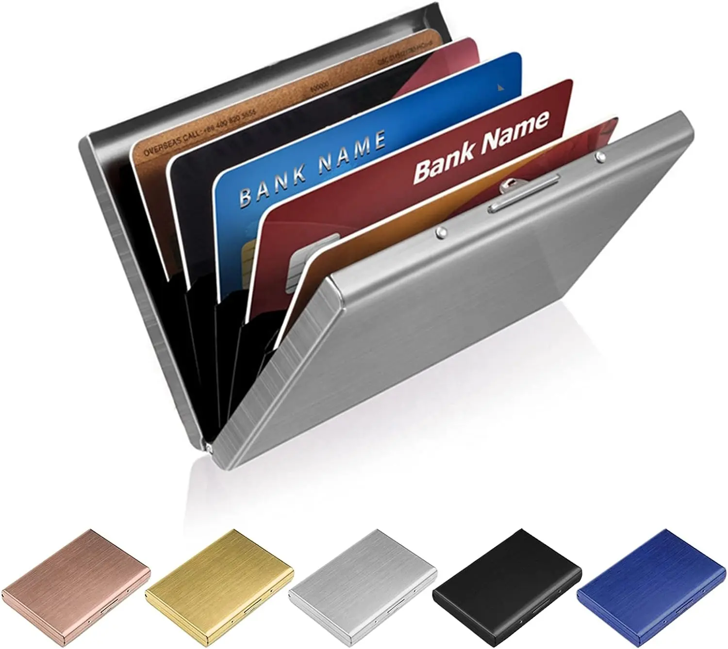 Titulaire de carte de crédit protecteur en acier inoxydable métal carte de crédit portefeuille porte-carte de visite pour hommes femmes