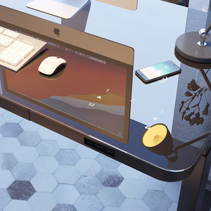 Nhà văn phòng máy tính bàn với ngăn kéo Glass Tabletop điện nâng thông minh ngồi đứng Chiều cao có thể điều chỉnh thường vụ bàn - Product Image 3