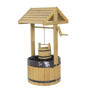 Haute Performance Rustique Bois Souhaitant Bien Seau Planteur 100cm <span class=keywords><strong>Hauteur</strong></span> Élevé Jardin Pot De Fleur - Product Image 4