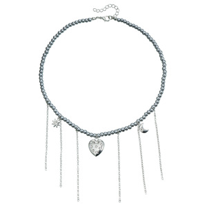 Bijoux transfrontaliers européens et américains Personnalité Coeur à cinq branches Lune Étoile Pendentif Clavicule Chaîne Ins Light Fashion - Product Image 5