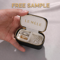 Mini boîte à bijoux en cuir de voyage avec logo personnalisé mallette de rangement portable à fermeture éclair petite boîte d'emballage de collier de bijoux de marque privée