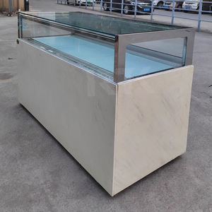 Vitrine réfrigérée sans cadre <span class=keywords><strong>pour</strong></span> comptoir de bar, intégrée <span class=keywords><strong>pour</strong></span> gâteaux et desserts, style commercial <span class=keywords><strong>pour</strong></span> cafés et pâtisseries - Product Image 2