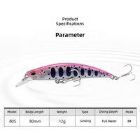 NEWMAJOR Batar Tip Minnow Yemi 80mm 12g ABS Sert Yem 6 Renk Levrek Turna Uskumru