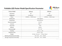 Écran LED pliable P2.5/P1.86 avec haut-parleur, affichage numérique portable ultra-fin, écran publicitaire, animation et graphiques OEM