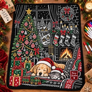 Couverture de Noël personnalisable à colorier, en peluche rectangulaire, décoration DIY pour la maison avec 24 marqueurs de tissu colorés pour la saison hivernale - Product Image 2