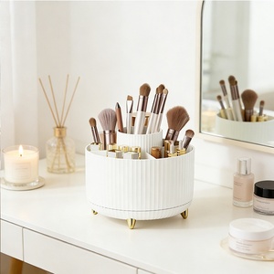 Porte-brosses et bijoux rotatif à 360° en <span class=keywords><strong>plastique</strong></span> moulé par injection, minimaliste, peu encombrant, à compartiments divisés, pour la coiffeuse - Product Image 2