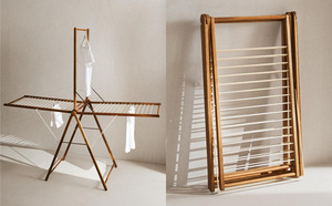 Séchoir à linge vertical en bois, séchoir à linge vertical en métal et en bois, couleur naturelle - Product Image 2