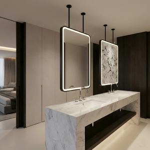 <span class=keywords><strong>Miroir</strong></span> de <span class=keywords><strong>plafond</strong></span> moderne Kingstin avec éclairage LED, <span class=keywords><strong>miroir</strong></span> de coiffeuse rectangulaire avec dos décoratif artistique - Product Image 3