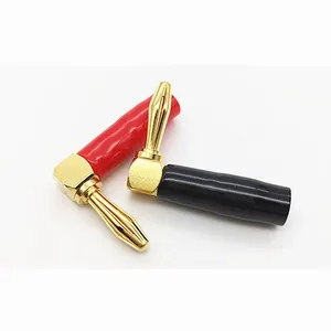 1pair 1pair Right Angle 90 Degree 4mm Banana Plug Screw L Type Binding Post Amplifiers Video Speaker Adapter Connector red