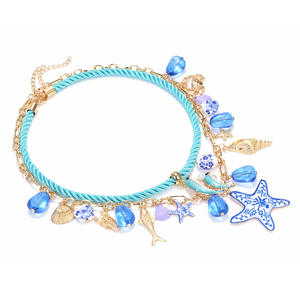 開明2026ファッションジュエリー手作りビーズ多層カラフルヒトデイルフィンシェルネックレス磁器スターレイヤードネックレス - Product Image 2