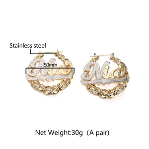 <span class=keywords><strong>Orecchini</strong></span> <span class=keywords><strong>personalizzabili</strong></span> a cerchio con targhetta scritta 18K placcato in oro con <span class=keywords><strong>orecchini</strong></span> alla moda - Product Image 6