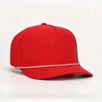 Casquette unisexe adulte structurée à 5 panneaux, 92 % polyester, 8 % élasthanne, avec logo personnalisé, trous découpés au laser et corde perforée