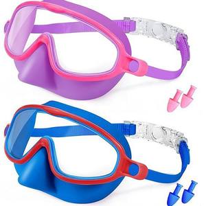 הנמכר ביותר-שני חלקים של נעלי ספורט לילדים סט מסגרת גדולה בריכת שחיה משקפי מגן עם רחבה חזון שדה רחב נגד ערפל אף קליעים - Product Image 6