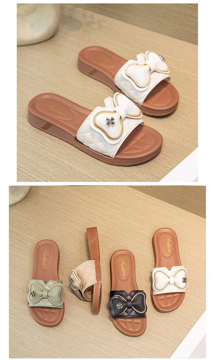 Summer Bow Sandals Lady Casual Shoes Non-slip Beach Flat Platform Slippers Women