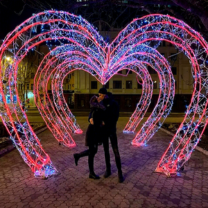ไฟประดับรูปหัวใจ LED สำหรับตกแต่งภายนอกอาคาร เหมาะสำหรับสวนสาธารณะ ถนน และการจัดแสดงแสงไฟในช่วงเทศกาล - Product Image 1