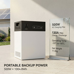 Sistema de Almacenamiento de Energía Portátil Todo en Uno de 500W 1000Wh con Inversor y BMS, Onda Sinusoidal Pura 230Vac MPPT 10V a 55V - Product Image 2