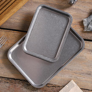 Bandejas Retro de Acero Inoxidable para Almacenamiento de Alimentos, Platos Planos para Barbacoa, <span class=keywords><strong>Sushi</strong></span>, Pan, Repostería, Frutas y Verduras - Product Image 3