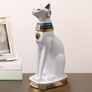 Estatuas de gatos egipcios talladas a mano estatua de animales decoración resina gatos blancos figuritas para el hogar Decoración del Hogar África Artificial A178 - Product Image 2