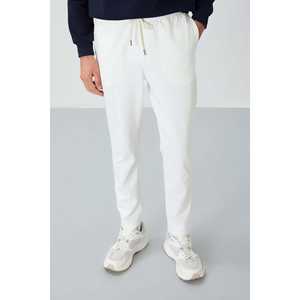 Pantalon de survêtement pour homme, coupe standard, écru, en molleton français, avec poches, 82155 - Product Image 5