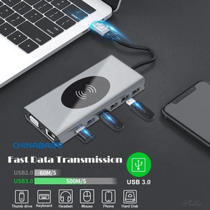 Estación de Acoplamiento USB C 15 en 1 Dual <span class=keywords><strong>Display</strong></span> Laptop USB Tipo-C Hub Adaptador Multipuerto Dongle con HDMI <span class=keywords><strong>VGA</strong></span> USB SDTF Audio PD - Product Image 3