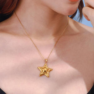 Simple 18K chapado en oro pequeño cubo collar femenino de acero inoxidable de doble capa ovalada bola cuentas cadena gargantilla collar - Product Image 2